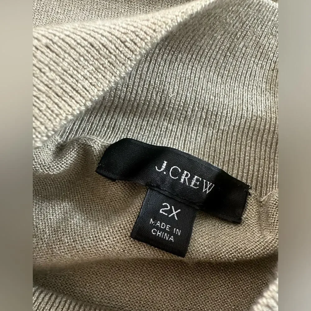 J.CREW High-neck Sweater Pullover Gold Buttons on a Shoulder Beige Collar 2X EUC